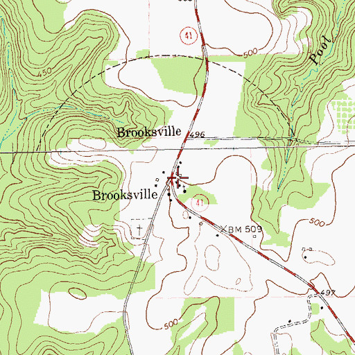 Topographic Map of Brooksville, GA