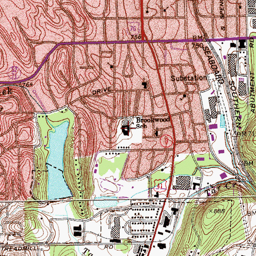 Topographic Map of Brookwood Elementary School, GA