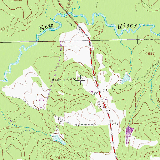 Topographic Map of Brown Cemetery, GA