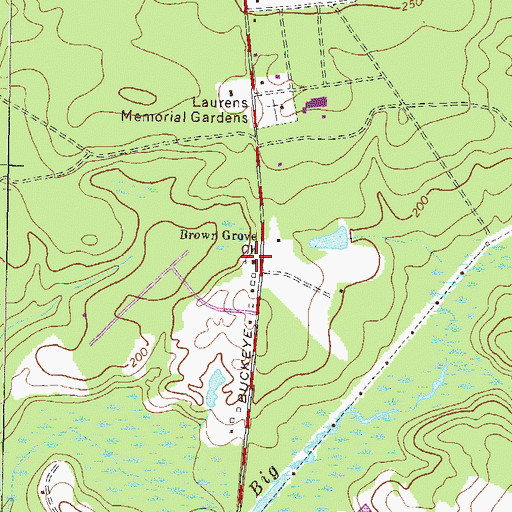Topographic Map of Brown Grove Church, GA
