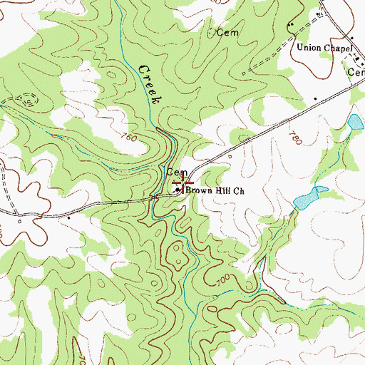 Topographic Map of Brown Hill Church, GA