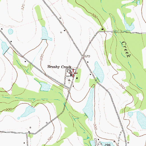 Topographic Map of Brushy Creek Church, GA