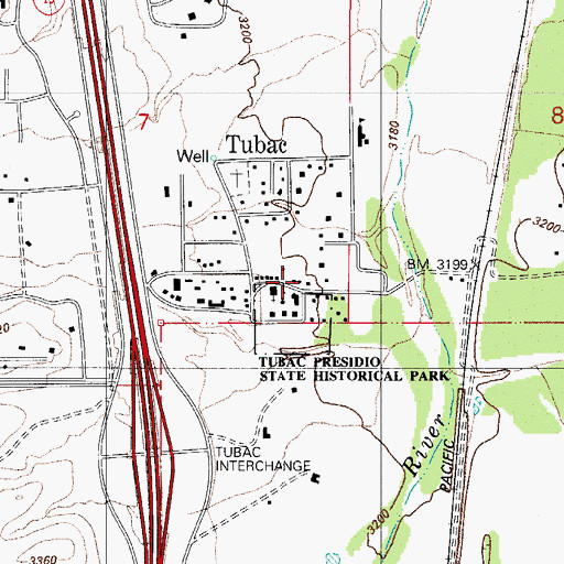 Topographic Map of Tubac, AZ