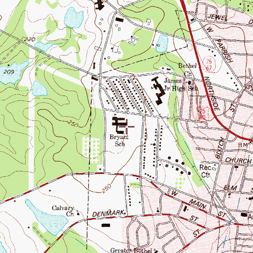 Topographic Map of Bryant School, GA