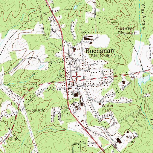 Topographic Map of Buchanan, GA