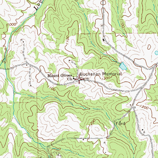 Topographic Map of Buchanan Memorial Cemetery, GA