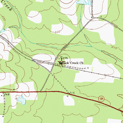 Topographic Map of Buck Creek Church, GA