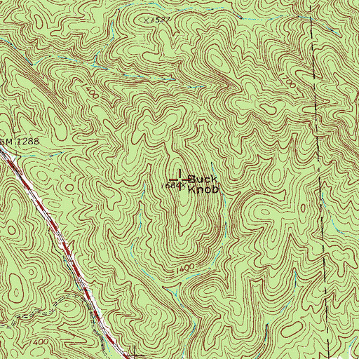 Topographic Map of Buck Knob, GA