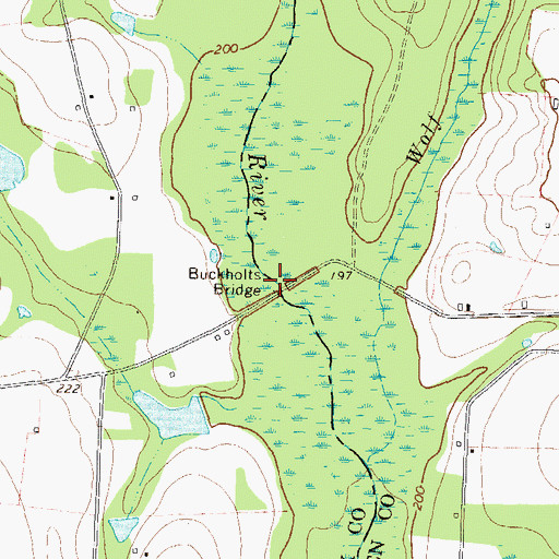 Topographic Map of Buckholts Bridge, GA