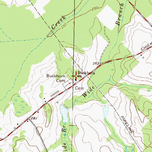 Topographic Map of Buckhorn Church, GA
