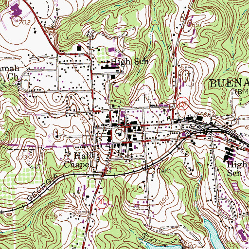 Topographic Map of Buena Vista, GA