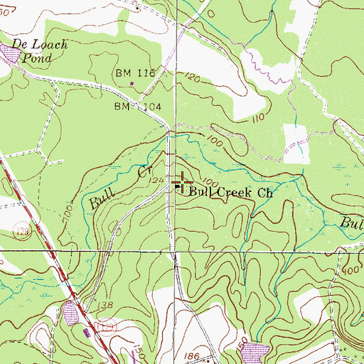 Topographic Map of Bull Creek Church, GA