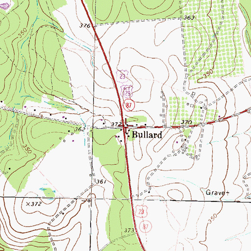 Topographic Map of Bullard, GA