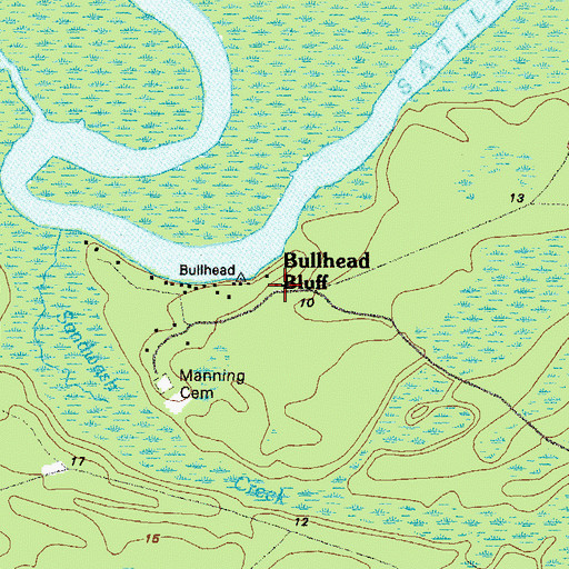 Topographic Map of Bullhead Bluff, GA