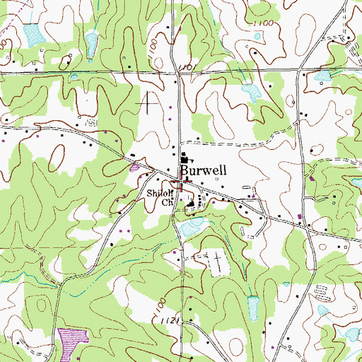 Topographic Map of Burwell, GA