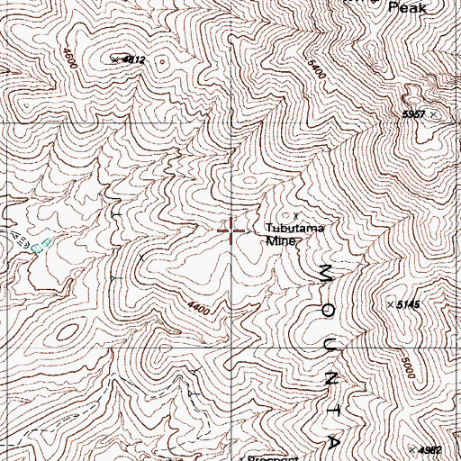 Topographic Map of Tubutana Mine, AZ