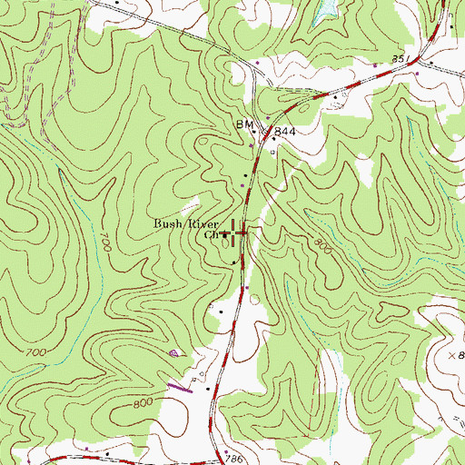 Topographic Map of Bush River Church, GA