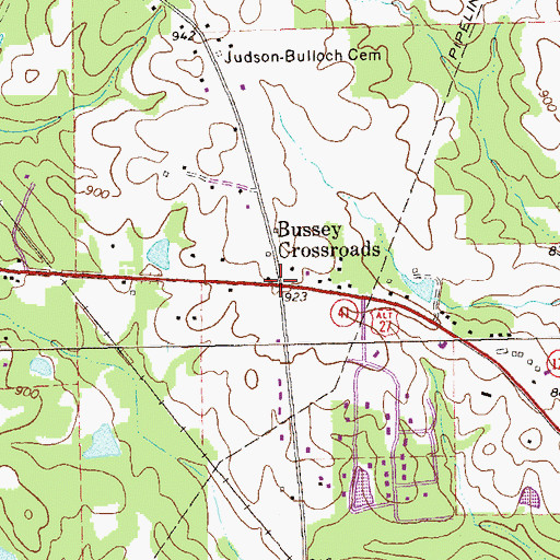 Topographic Map of Bussey Crossroads, GA