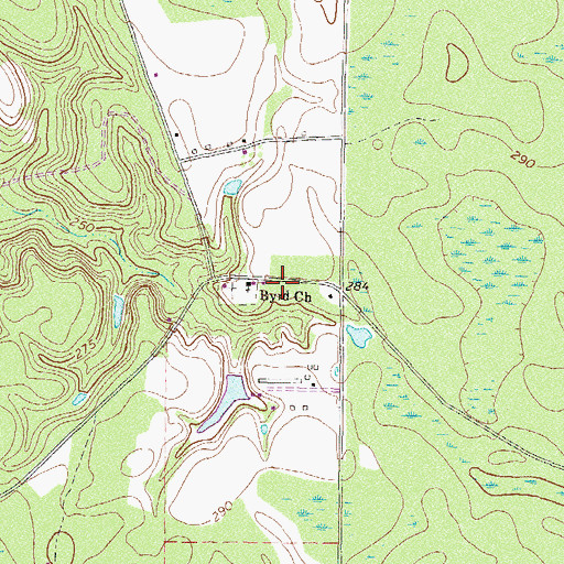 Topographic Map of Byrd Church, GA