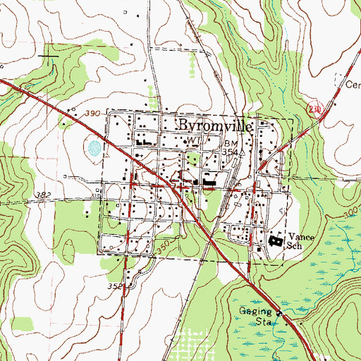 Topographic Map of Byromville, GA