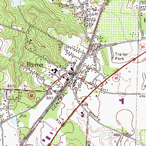 Topographic Map of Byron, GA