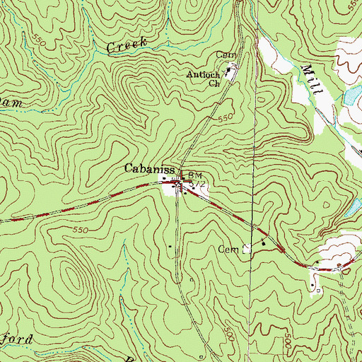 Topographic Map of Cabaniss, GA