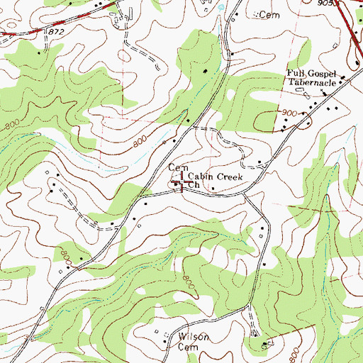 Topographic Map of Cabin Creek Church, GA