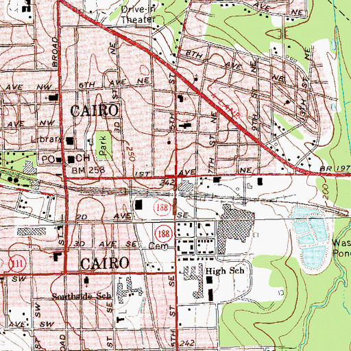 Topographic Map of Cairo, GA