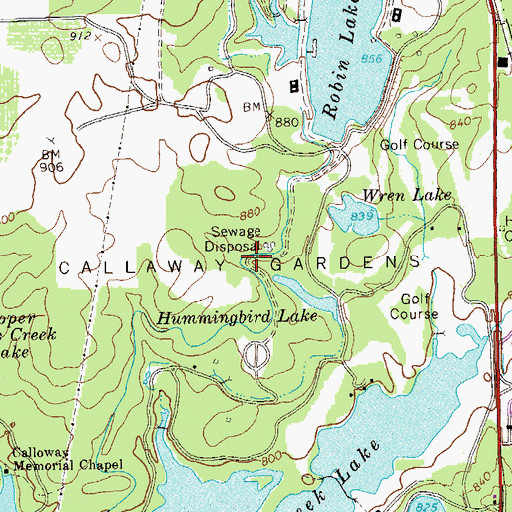 Topographic Map of Callaway Gardens, GA