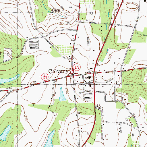Topographic Map of Calvary, GA