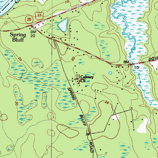 Topographic Map of Calvary Church, GA