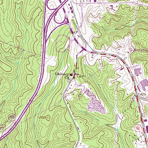 Topographic Map of Calvary Church, GA