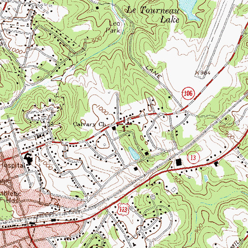 Topographic Map of Calvary Church, GA
