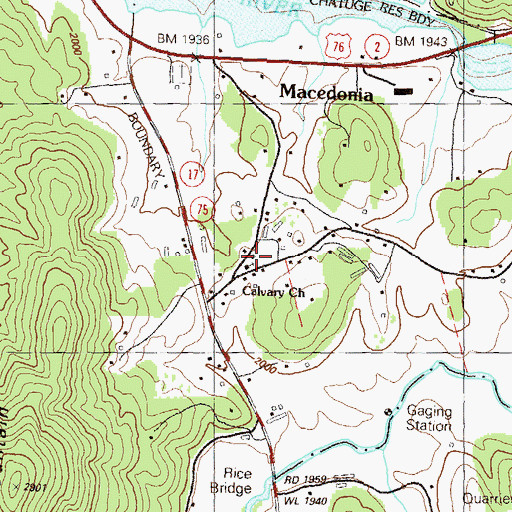 Topographic Map of Calvary Church, GA