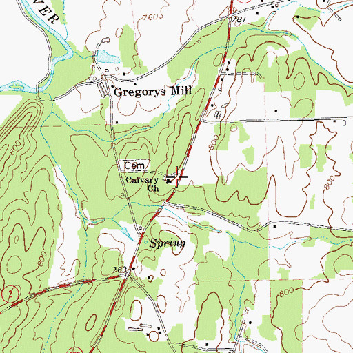 Topographic Map of Calvary Church, GA