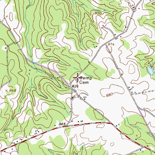 Topographic Map of Camp Cemetery, GA
