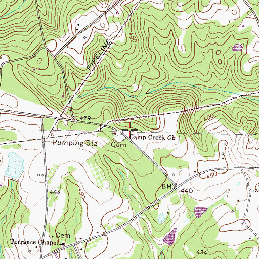 Topographic Map of Camp Creek Church, GA