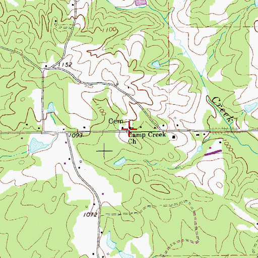 Topographic Map of Camp Creek Church, GA