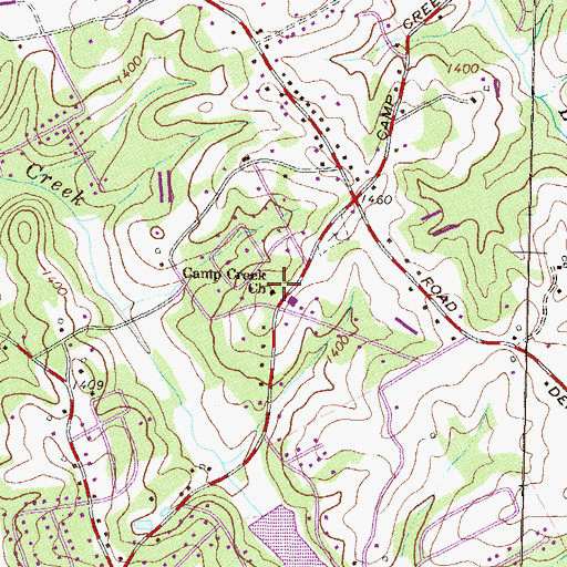 Topographic Map of Camp Creek Church, GA