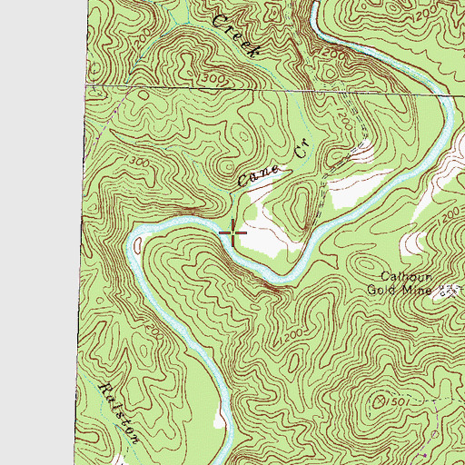 Topographic Map of Cane Creek, GA