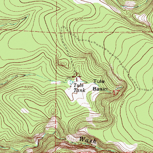 Topographic Map of Tule Basin, AZ