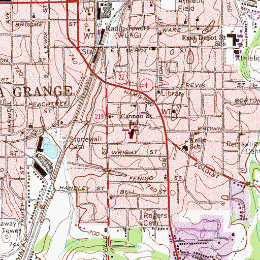Topographic Map of Cannon Street Elementary School, GA