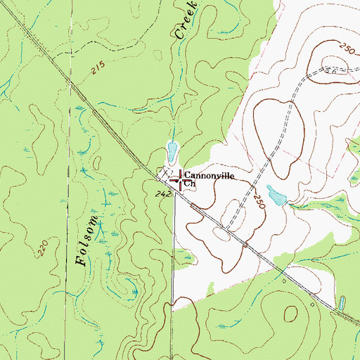 Topographic Map of Cannonville Church, GA