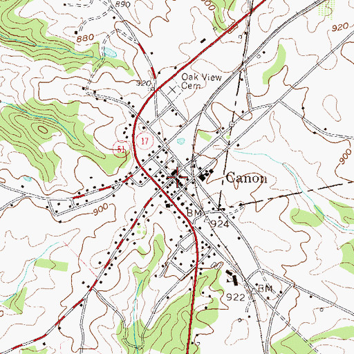 Topographic Map of Canon, GA