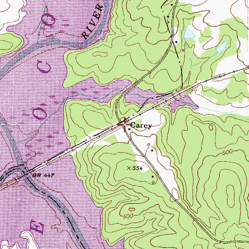 Topographic Map of Carey, GA