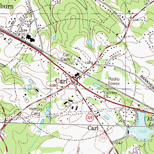 Topographic Map of Carl, GA