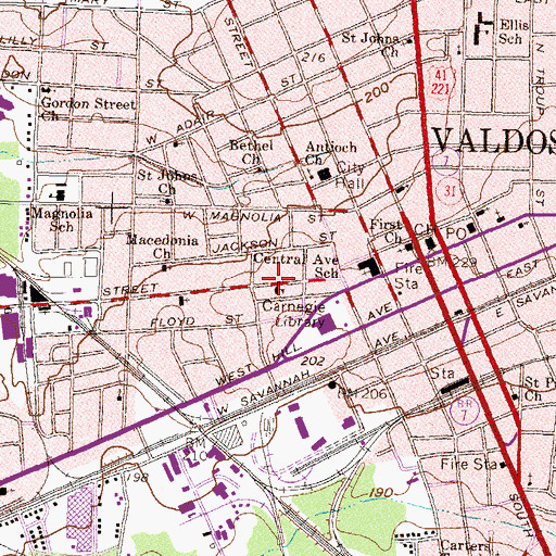 Topographic Map of Carnegie Library, GA