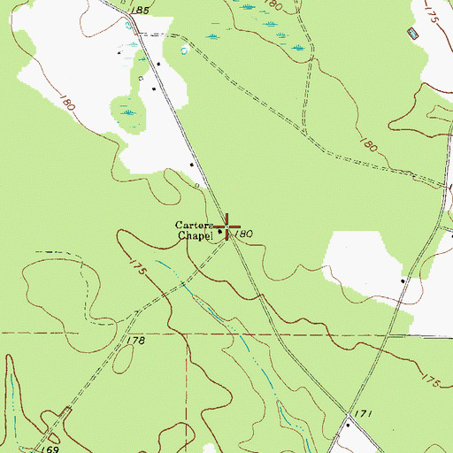 Topographic Map of Carters Chapel, GA