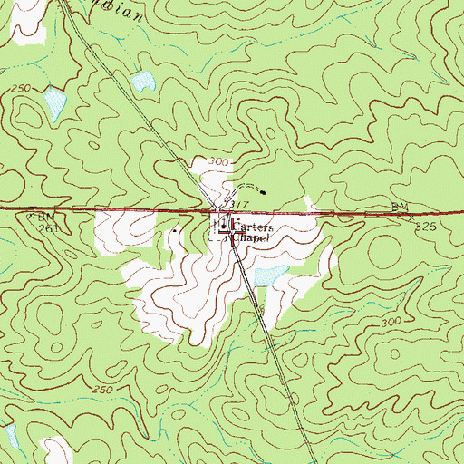 Topographic Map of Carters Chapel, GA