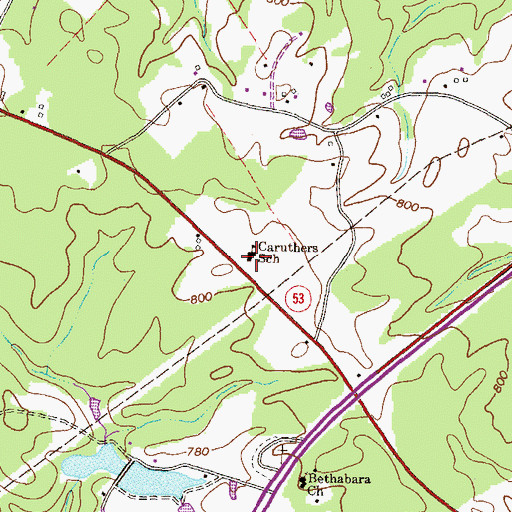 Topographic Map of Caruthers School, GA